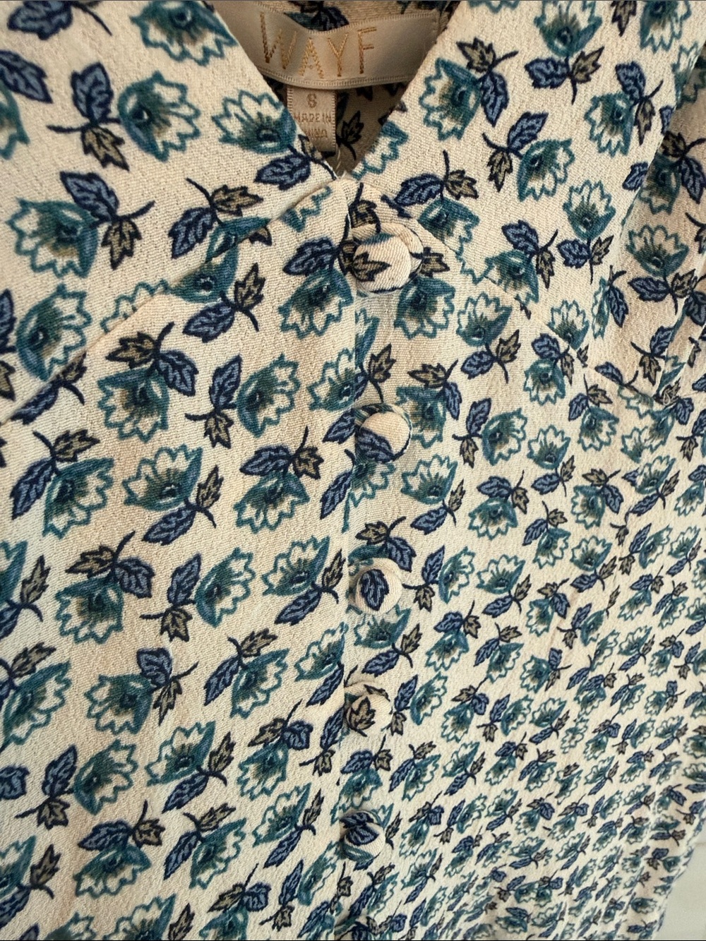Wayf White Dress with Blue Floral Print - Picture 7 of 8